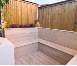 Millboard Decking Limed Oak
Bespoke Storage Seating Area
With Planters